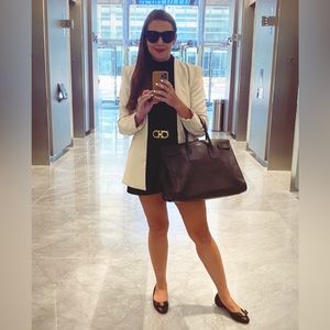 Zara lapelless blazer in Ivory